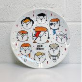 David Meowie - The 9 Lives Of - ceramic dinner plate by Katie Ruby Miller