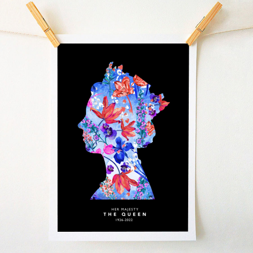 QUEEN ELIZABETH II  "A FLORAL TRIBUTE" - A1 - A4 art print by V.A Design Studios